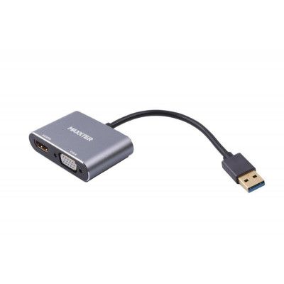 Адаптер-перехідник Maxxter USB - HDMI+VGA, (M/F), Grey (V-AM-HDMI-VGA)