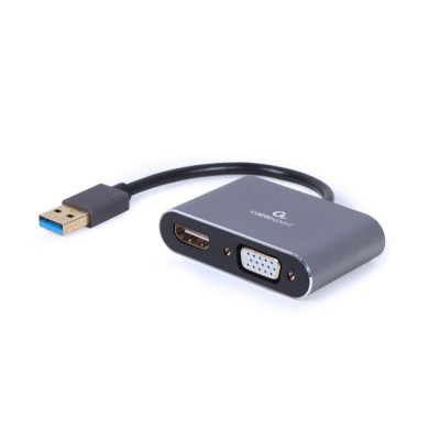 Адаптер Cablexpert USB - HDMI+VGA (M/F), 0.15 м, Black (A-USB3-HDMIVGA-01)